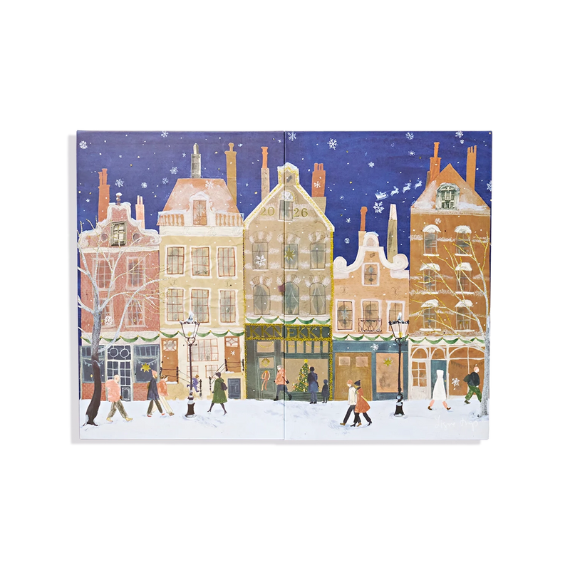 KKNEKKI Advent Calendar 2026 with 41 hair ties and Christmas in Amsterdam artwork by Signe Torp