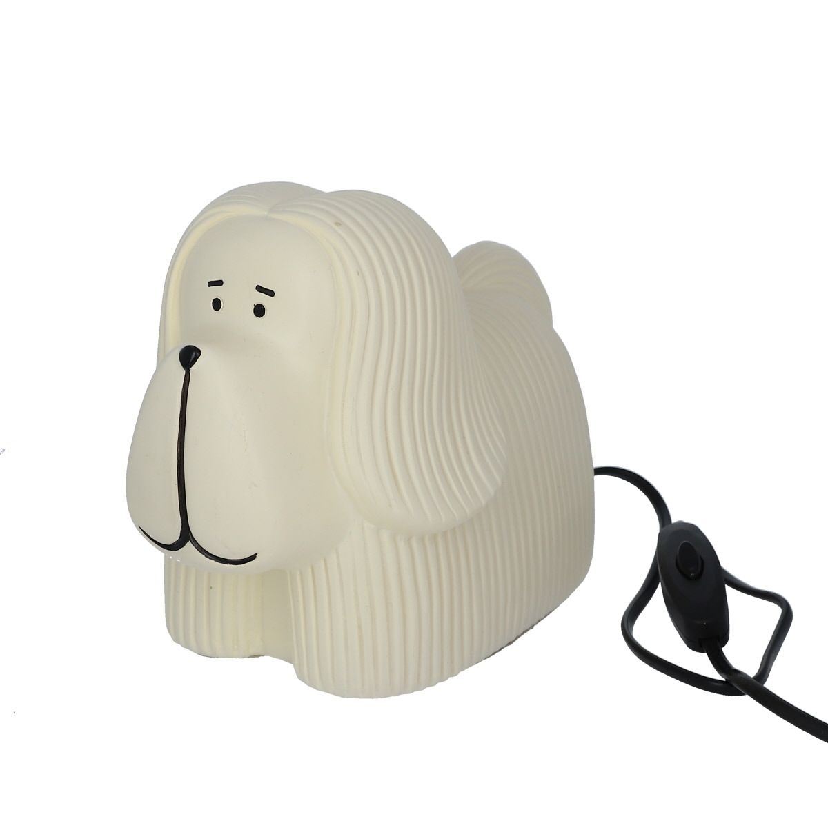 Le Petit Souk Dog Lamp Skye Terrier – white decorative dog-shaped lamp made of plastic, soft warm light for children’s bedrooms or stylish interiors