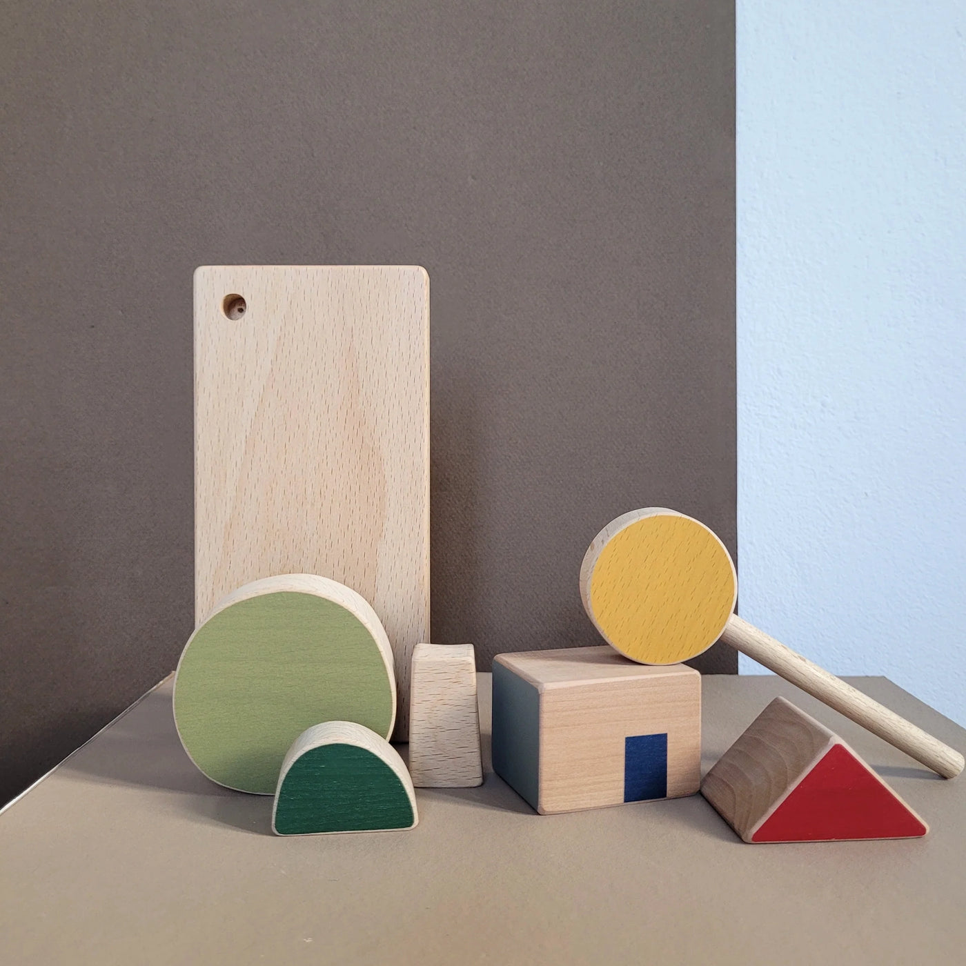 Little World Scenery Toy, a handcrafted wooden play set made from FSC-certified beech wood with non-toxic paints. Designed by Ulrike Lea Moormann and The Wandering Workshop, perfect for imaginative play and storytelling.