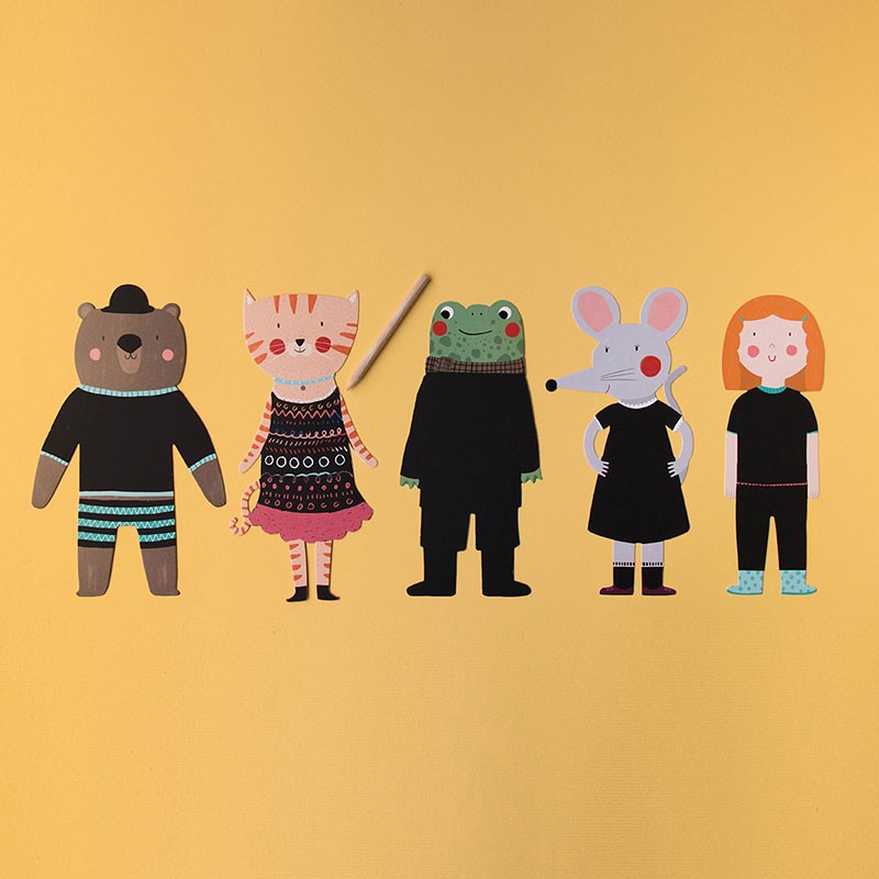 Tickle Me Animal Costume Design Set for kids aged 4 and up, includes 10 animal cards and 1 pencil, perfect for creating colorful costumes, encouraging creativity, and developing fine motor skills.