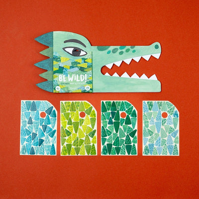 BE WILD! Crocodile Mask with 150 Stickers by Londji, sustainable and creative toy for children, made from recycled cardboard
