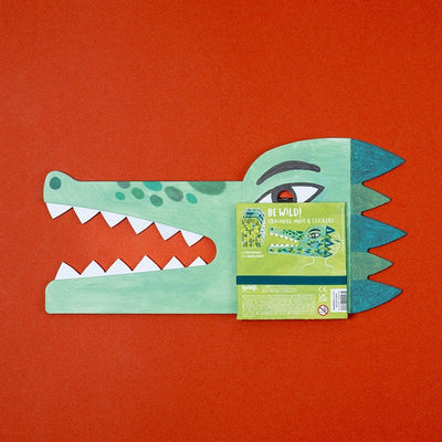 BE WILD! Crocodile Mask with 150 Stickers by Londji, sustainable and creative toy for children, made from recycled cardboard