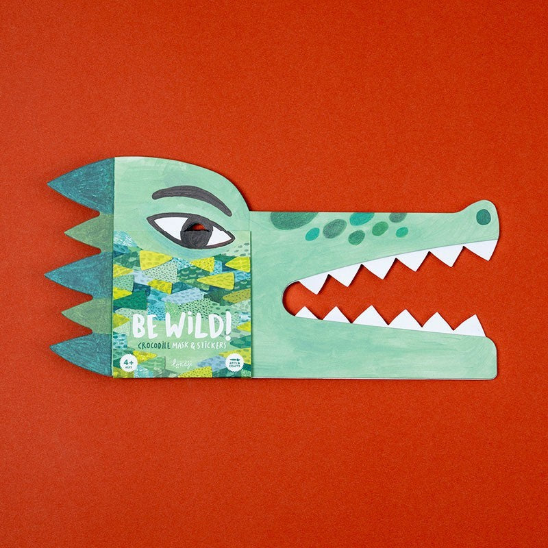 BE WILD! Crocodile Mask with 150 Stickers by Londji, sustainable and creative toy for children, made from recycled cardboard