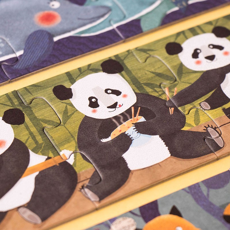 Londji 10 Penguins Puzzle progressive counting puzzle set with 10 animal puzzles from 2 to 10 pieces, eco-friendly and made in Barcelona, illustrated by Txell Darné.