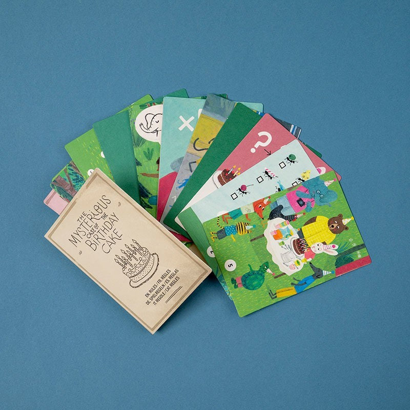 Londji The Mysterious Case of the Birthday 100-piece detective puzzle with 15 deduction cards, eco-friendly and made in Barcelona, illustrated by Maria del Mar Ferrero Barrio.