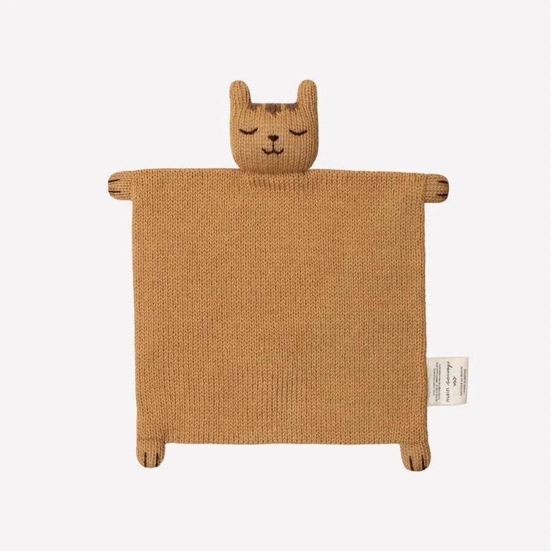 Super soft bunny knitted cuddle cloth made of pure baby alpaca wool by Main Sauvage, a hypoallergenic and eco-friendly comforter for newborns and toddlers.