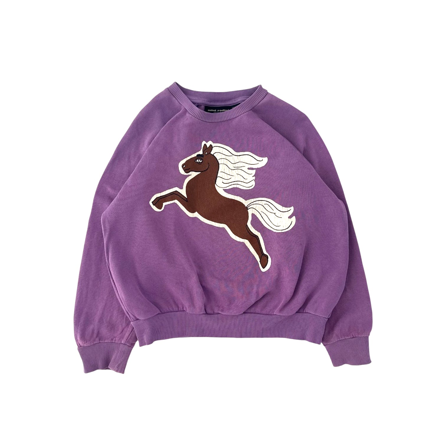 Mini Rodini sweater purple with unicorn size 3/5 years