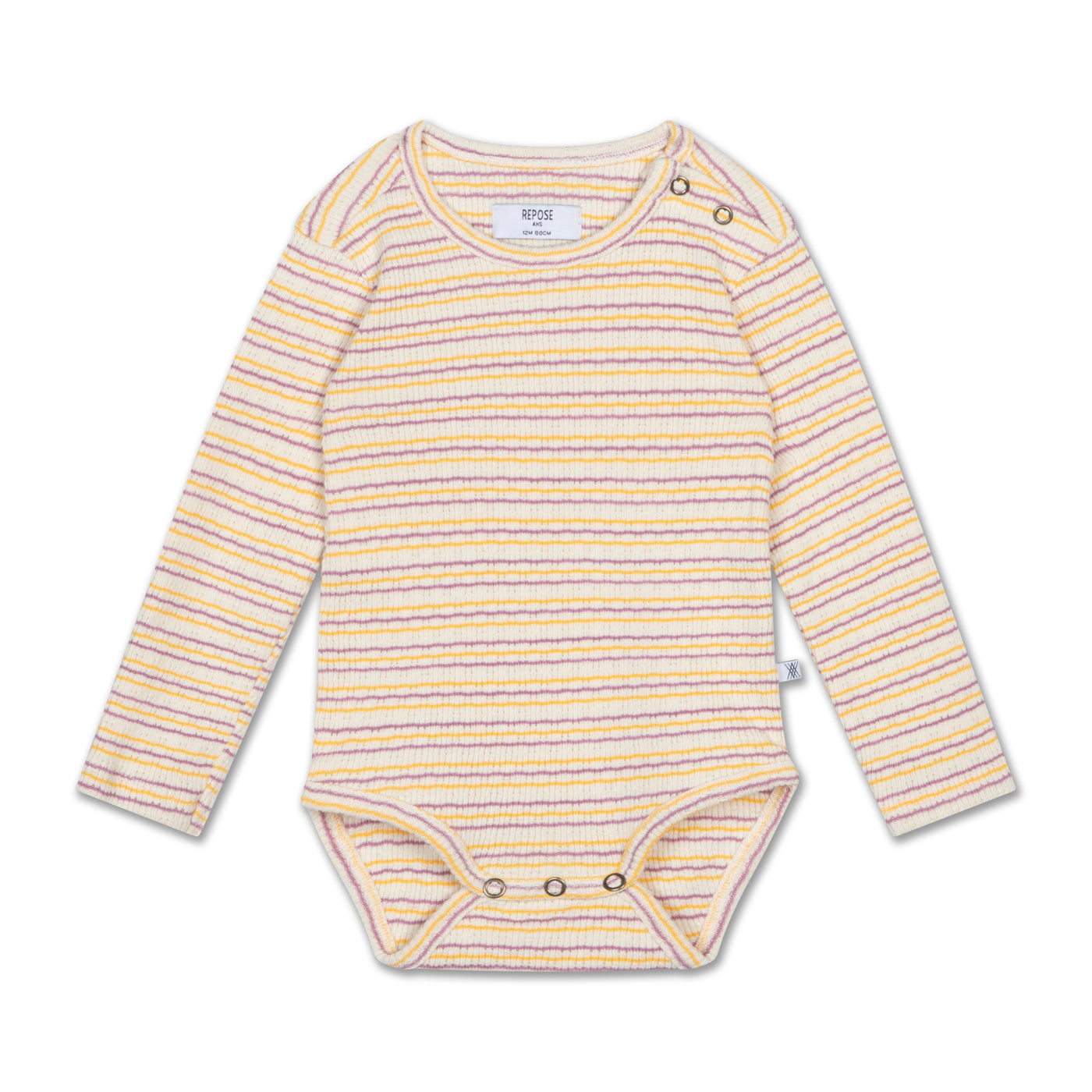 Bodysuit LS -  Fine buff orchid stripe