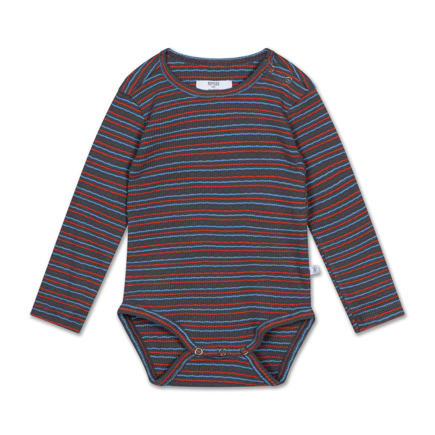 Bodysuit LS - Fine grey fiesta stripe