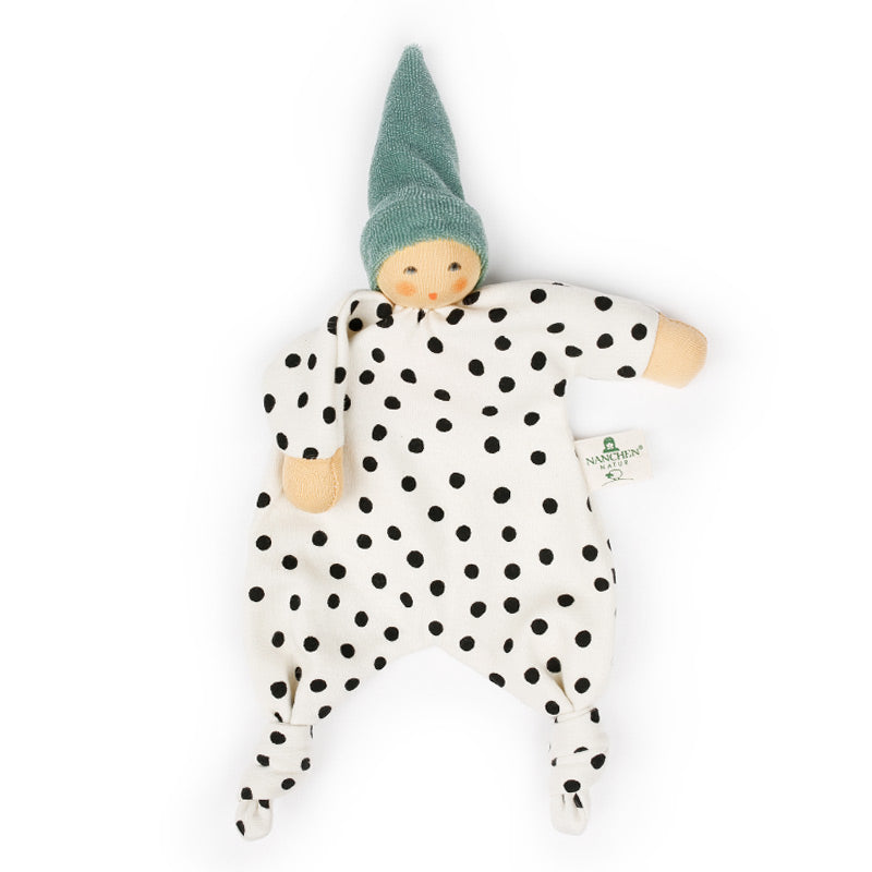 nanchen natur - doll with polka dots and sage pointed hat
