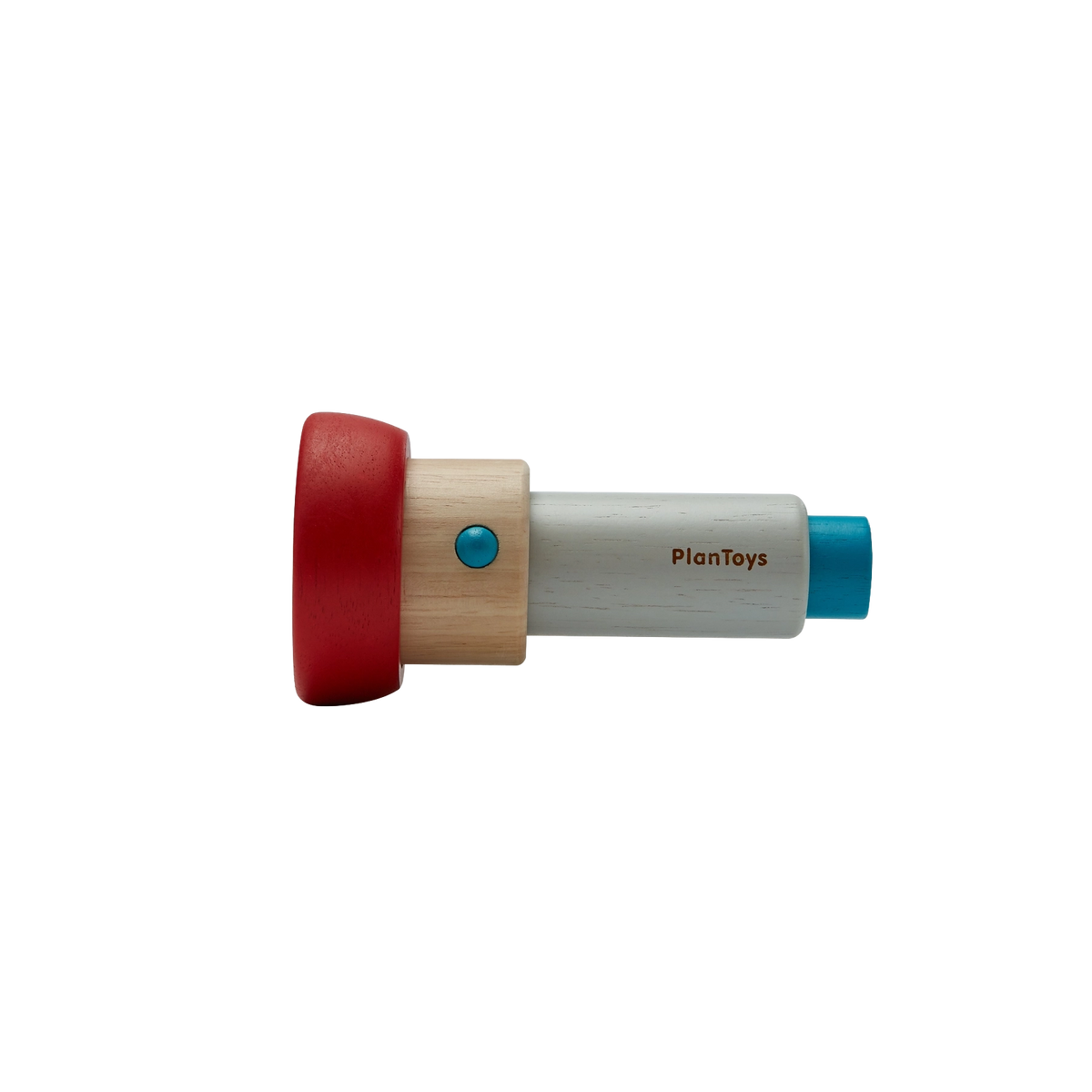 PlanToys My First Kaleidoscope, a wooden toy kaleidoscope with an opening compartment for creating colourful patterns.