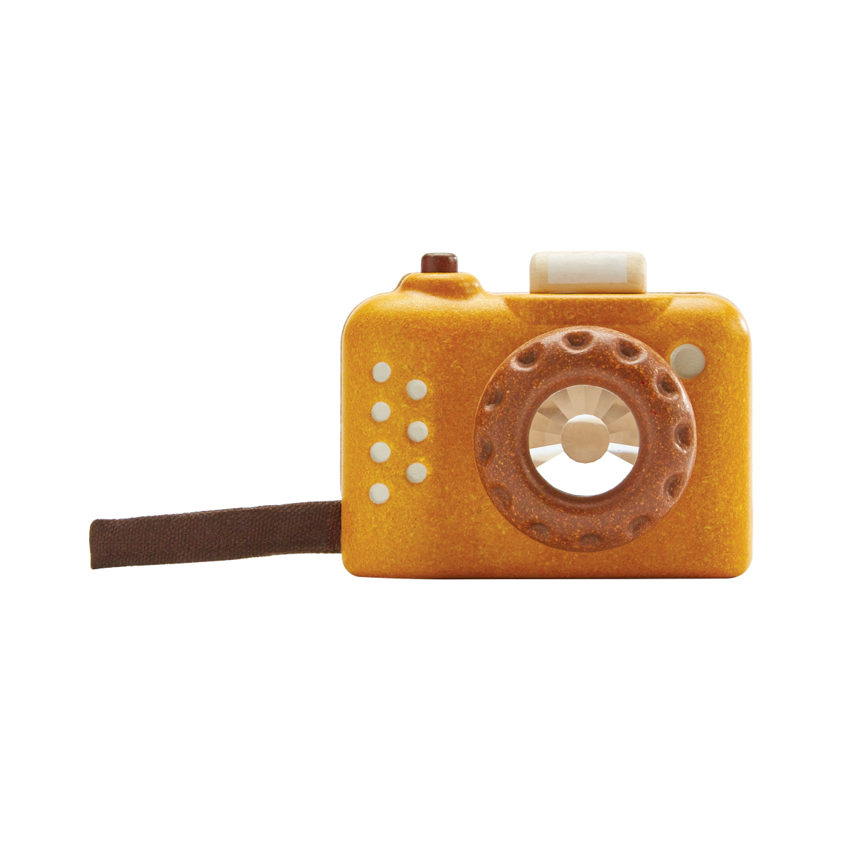 PlanToys My First Camera wooden toy camera with kaleidoscope lens for children.