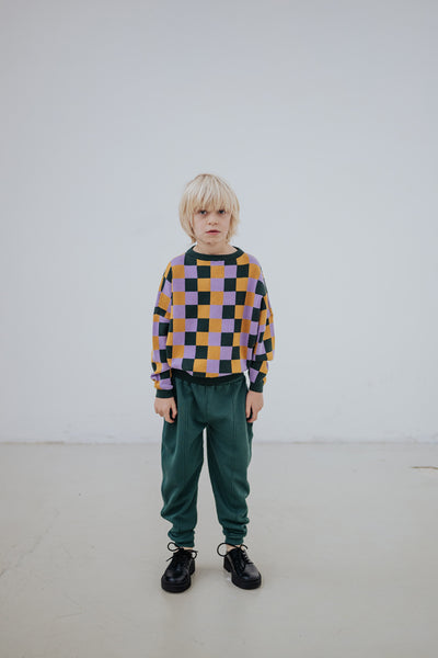 knit slouchy sweater - multi bb check