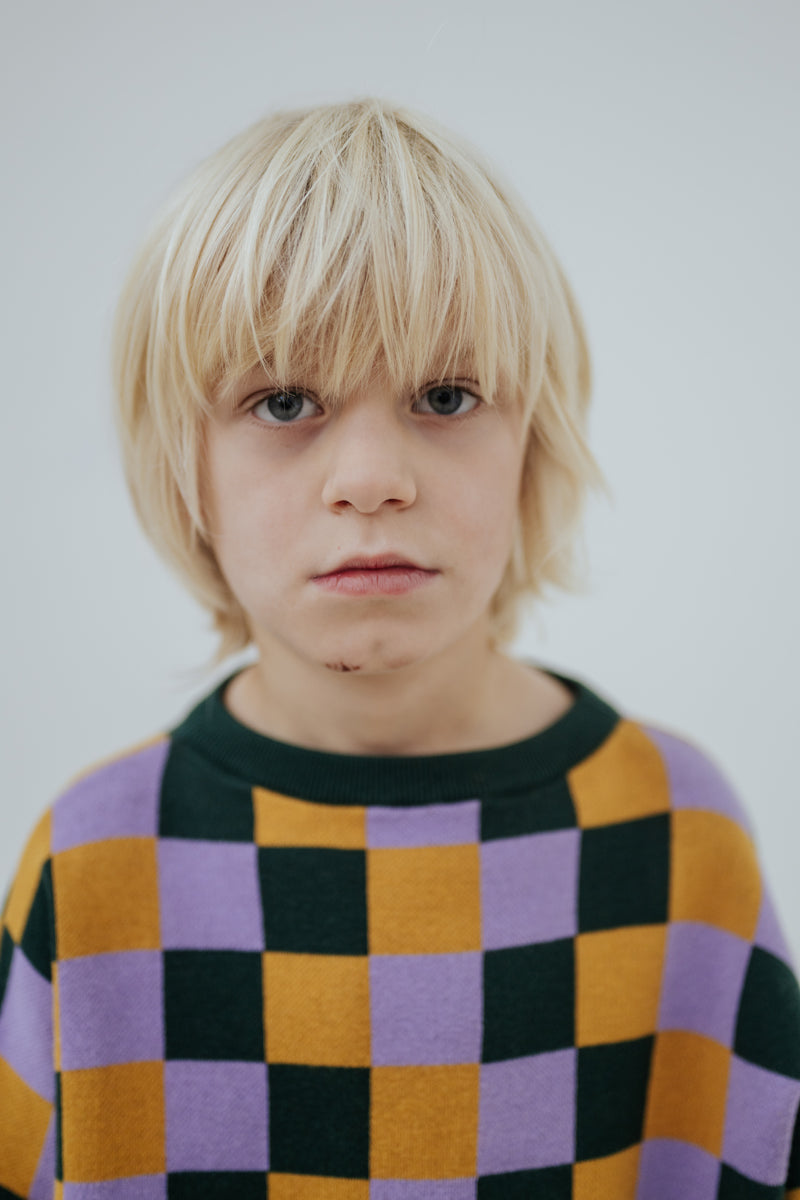 knit slouchy sweater - multi bb check