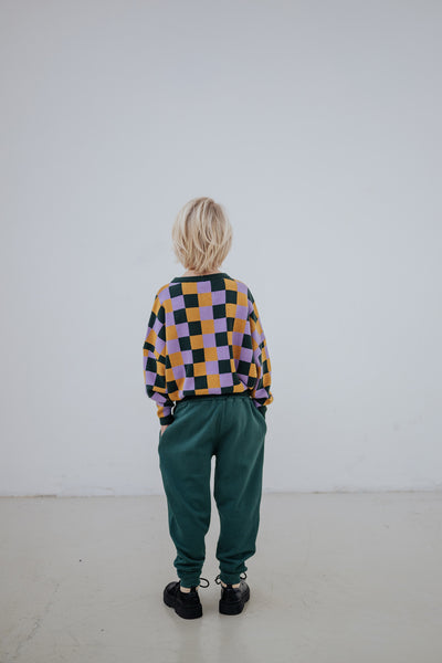knit slouchy sweater - multi bb check