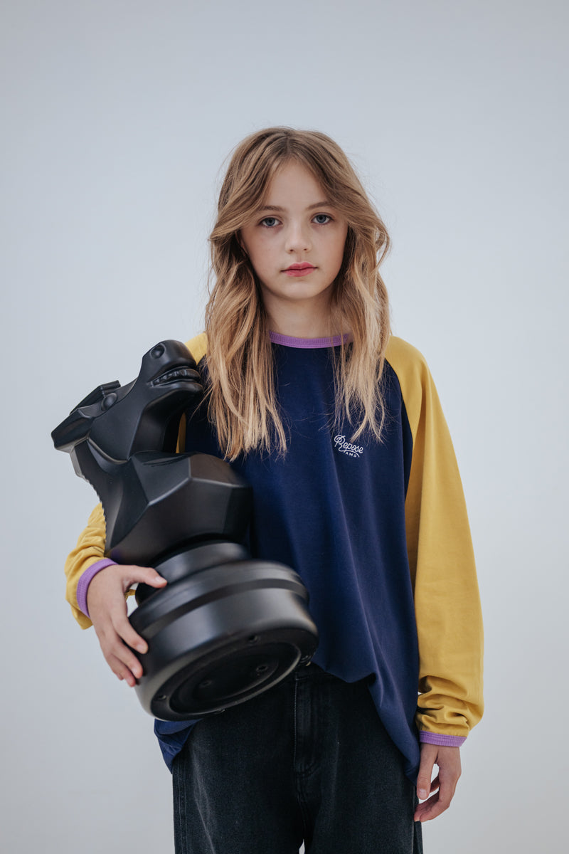 raglan jersey long sleeve - golden navy color block
