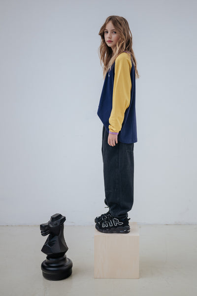 raglan jersey long sleeve - golden navy color block