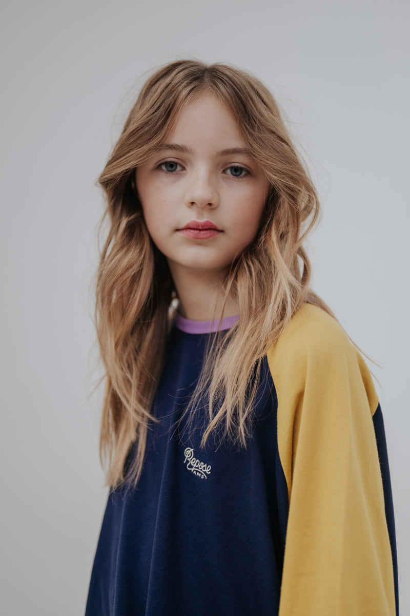 raglan jersey long sleeve - golden navy color block