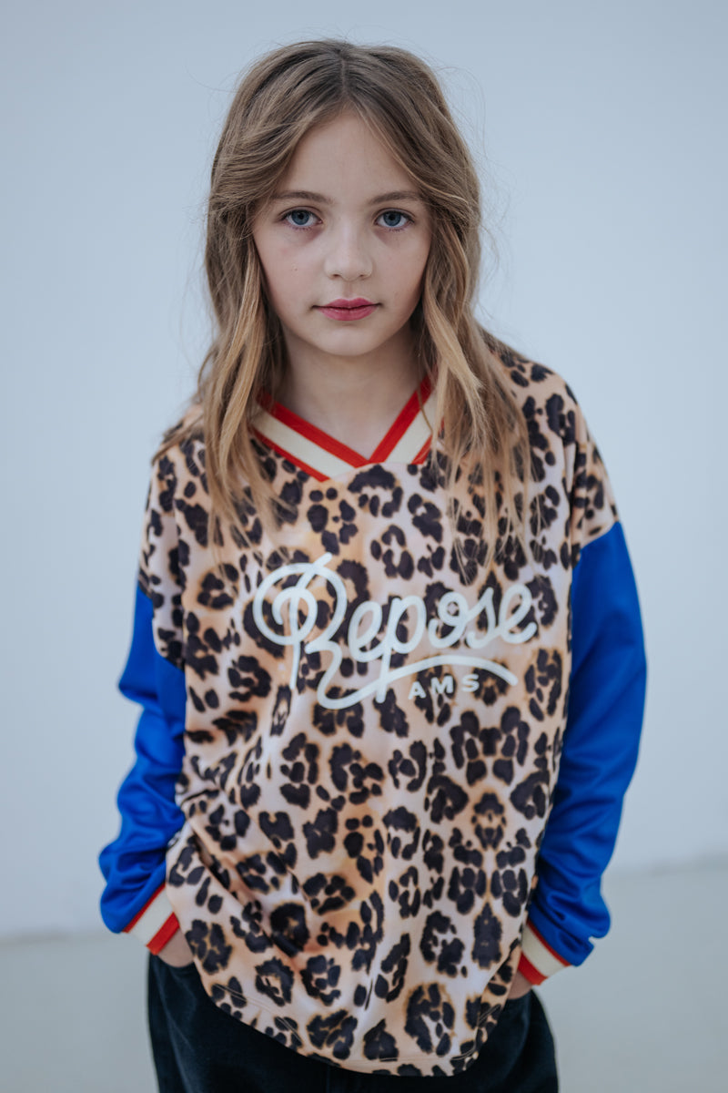 soccer tee - leopard glitch color block