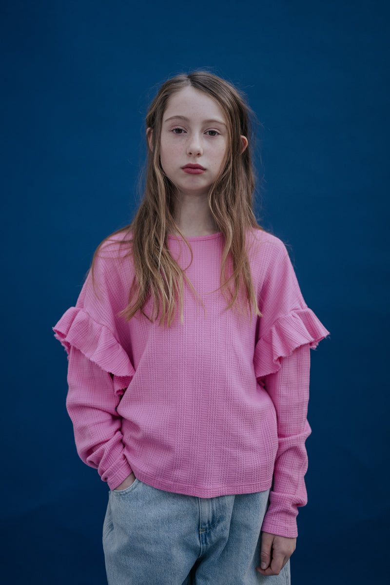 ruffle tee - blush pink