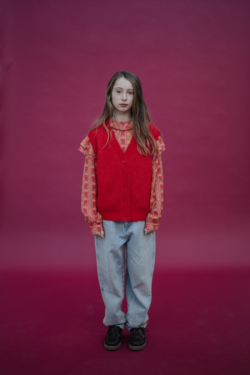 ruffle blouse - coral bloom fiesta