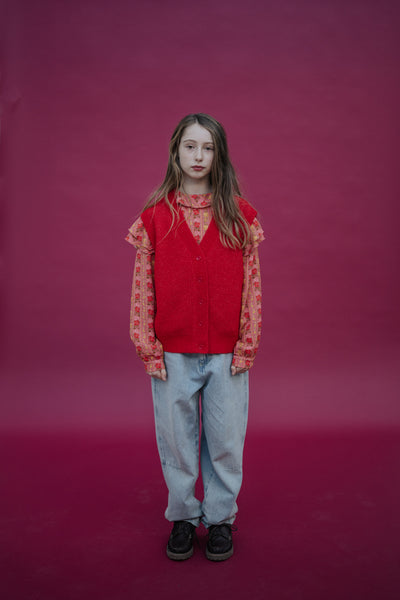 ruffle blouse - coral bloom fiesta