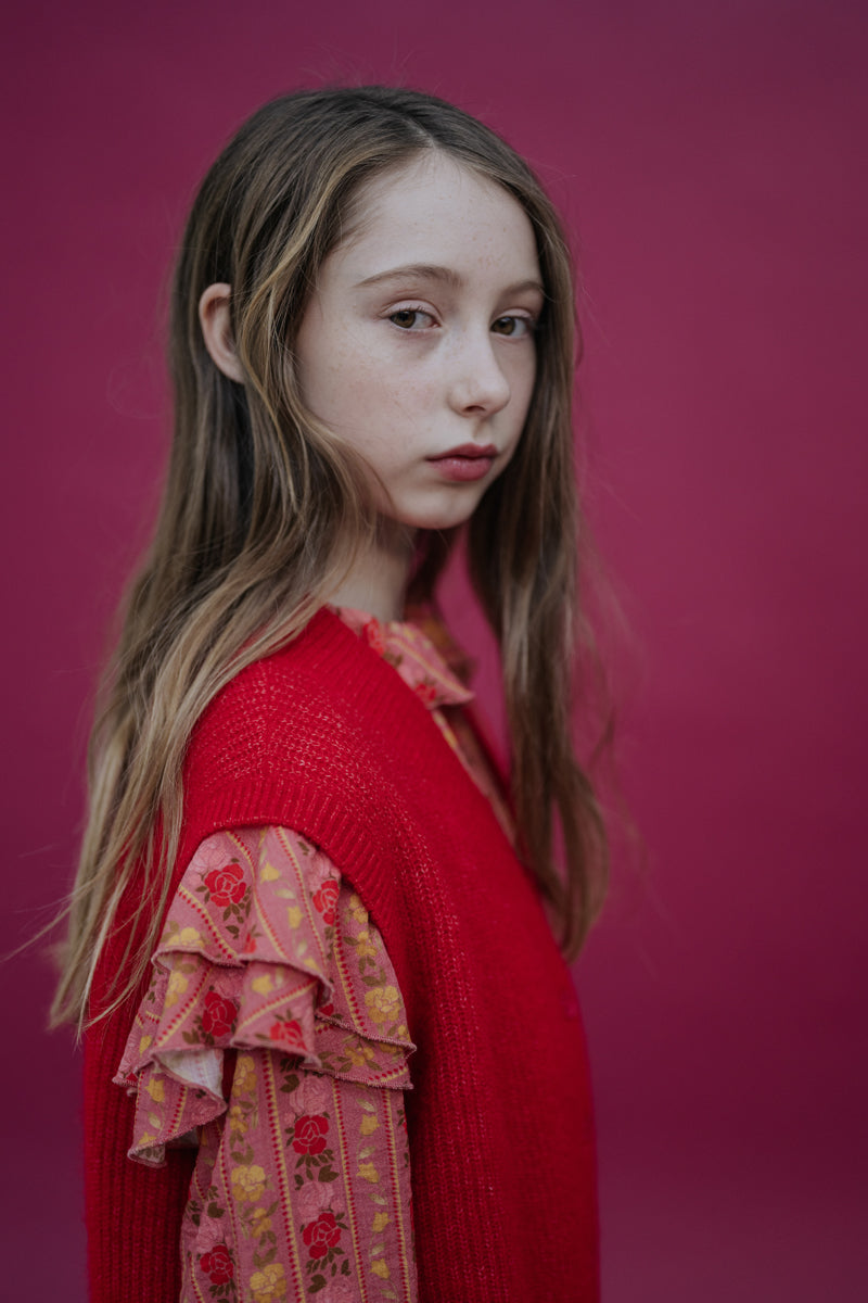 ruffle blouse - coral bloom fiesta