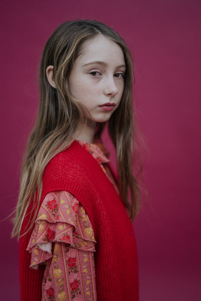ruffle blouse - coral bloom fiesta