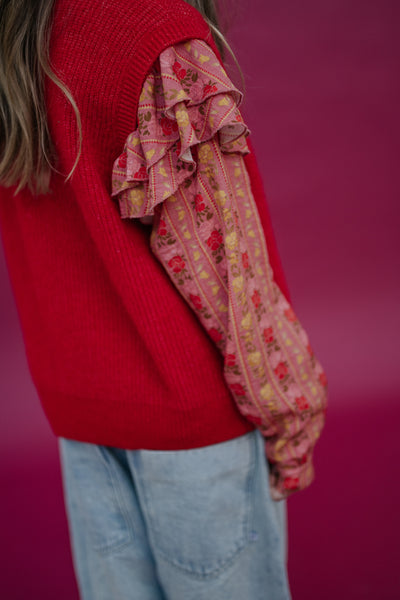 knit vest - red