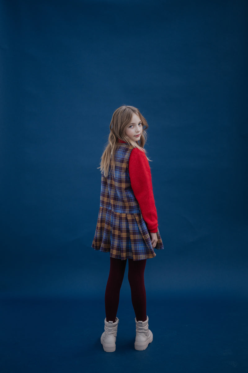 plisse dress - check