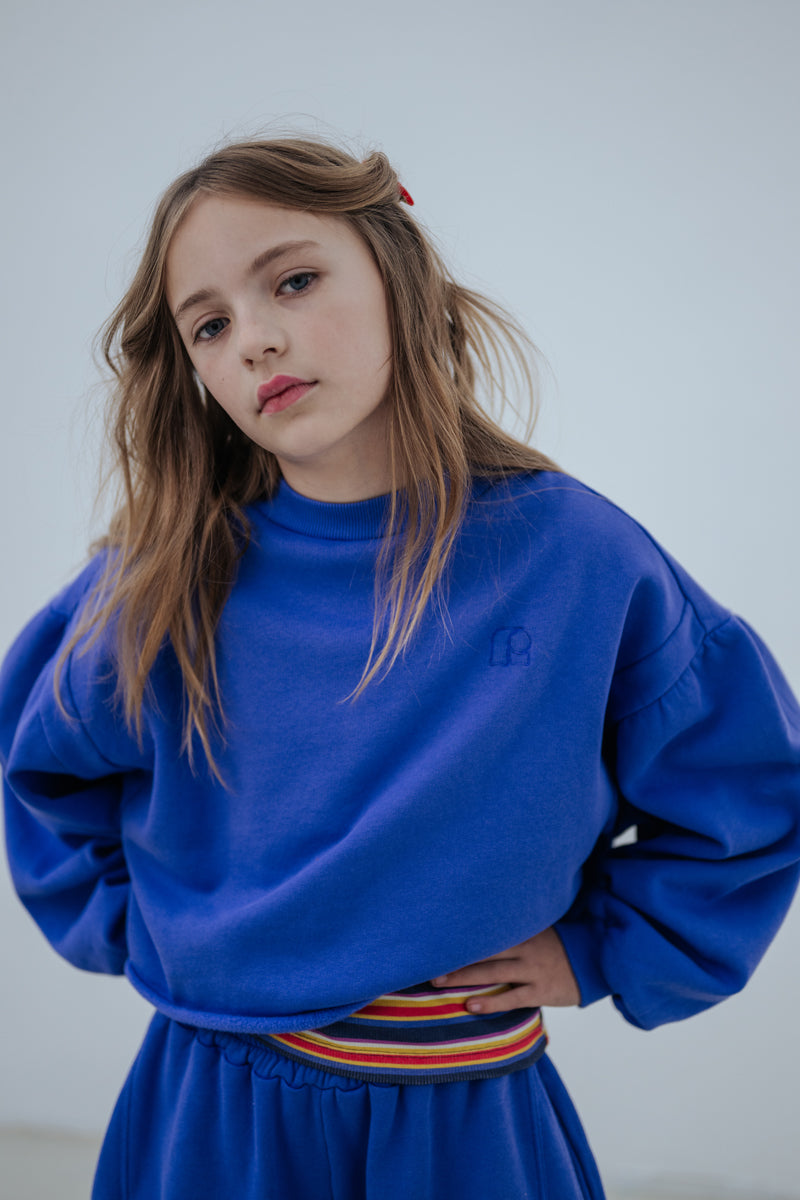 crop heart sweater - royal bloom