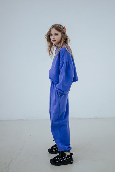 crop heart sweater - royal bloom