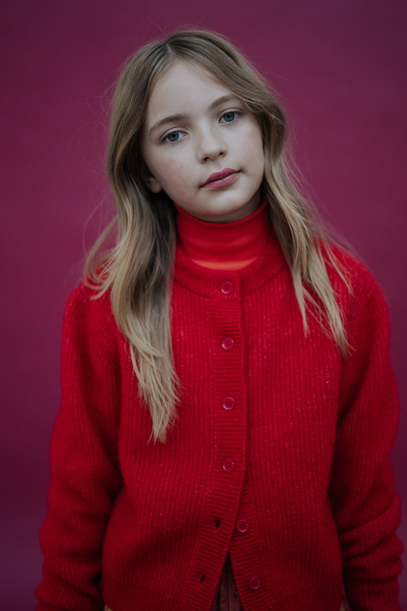 knit cardigan - red