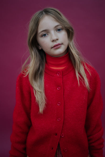 knit cardigan - red