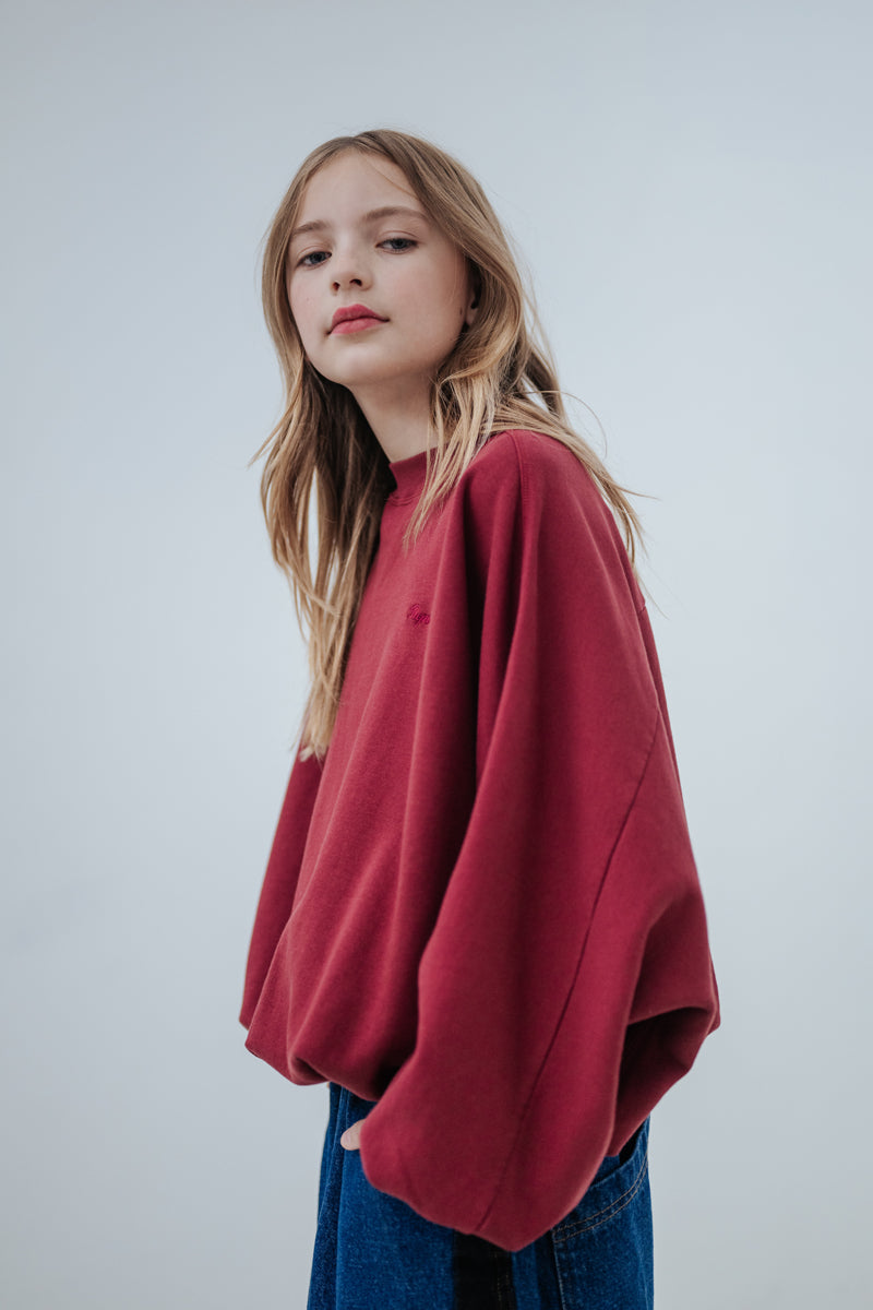 iris crop sweater - royal burgundy