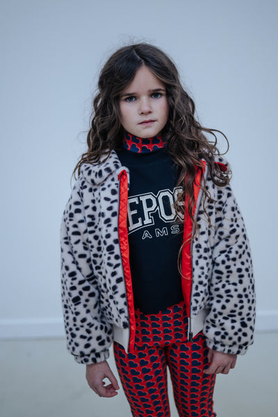 faux fur bomber coat - dalmatian