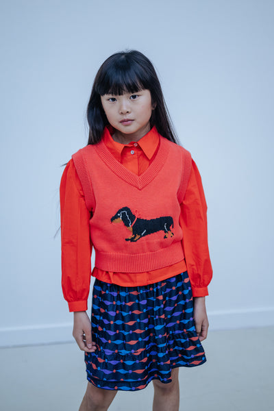 knit v neck spencer - radiant red