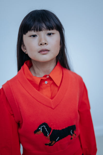 knit v neck spencer - radiant red