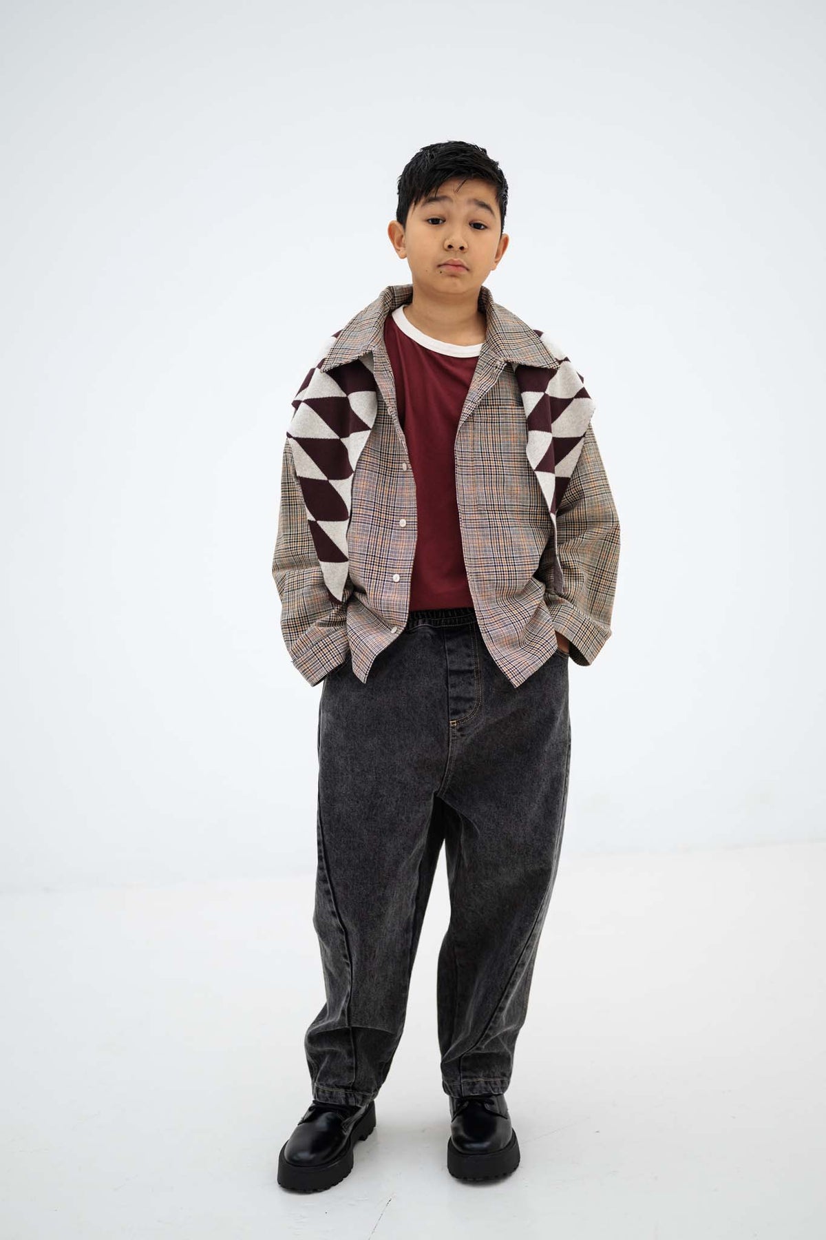 shirt - taupe mini check