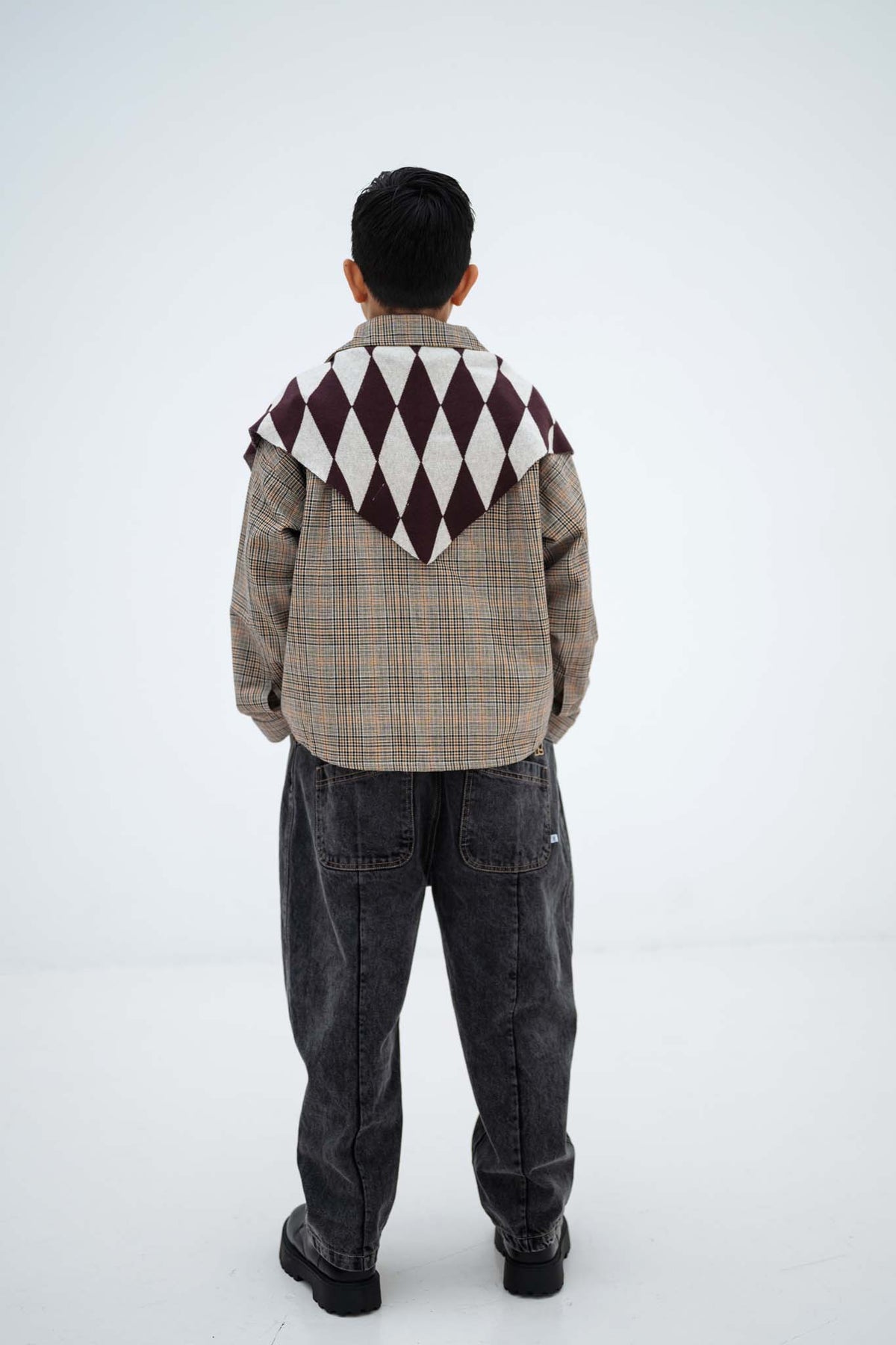 shirt - taupe mini check