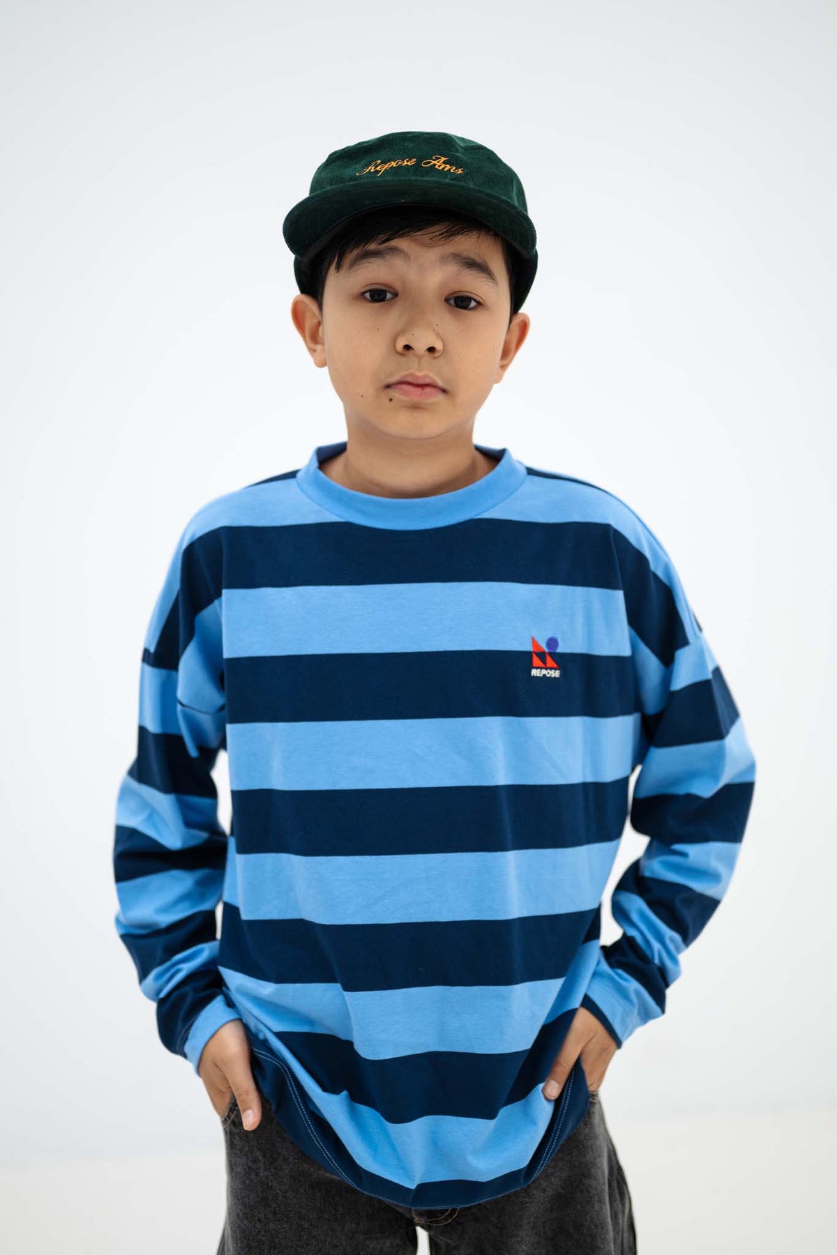 wide cut long tee - horizon dark eclipse block stripe