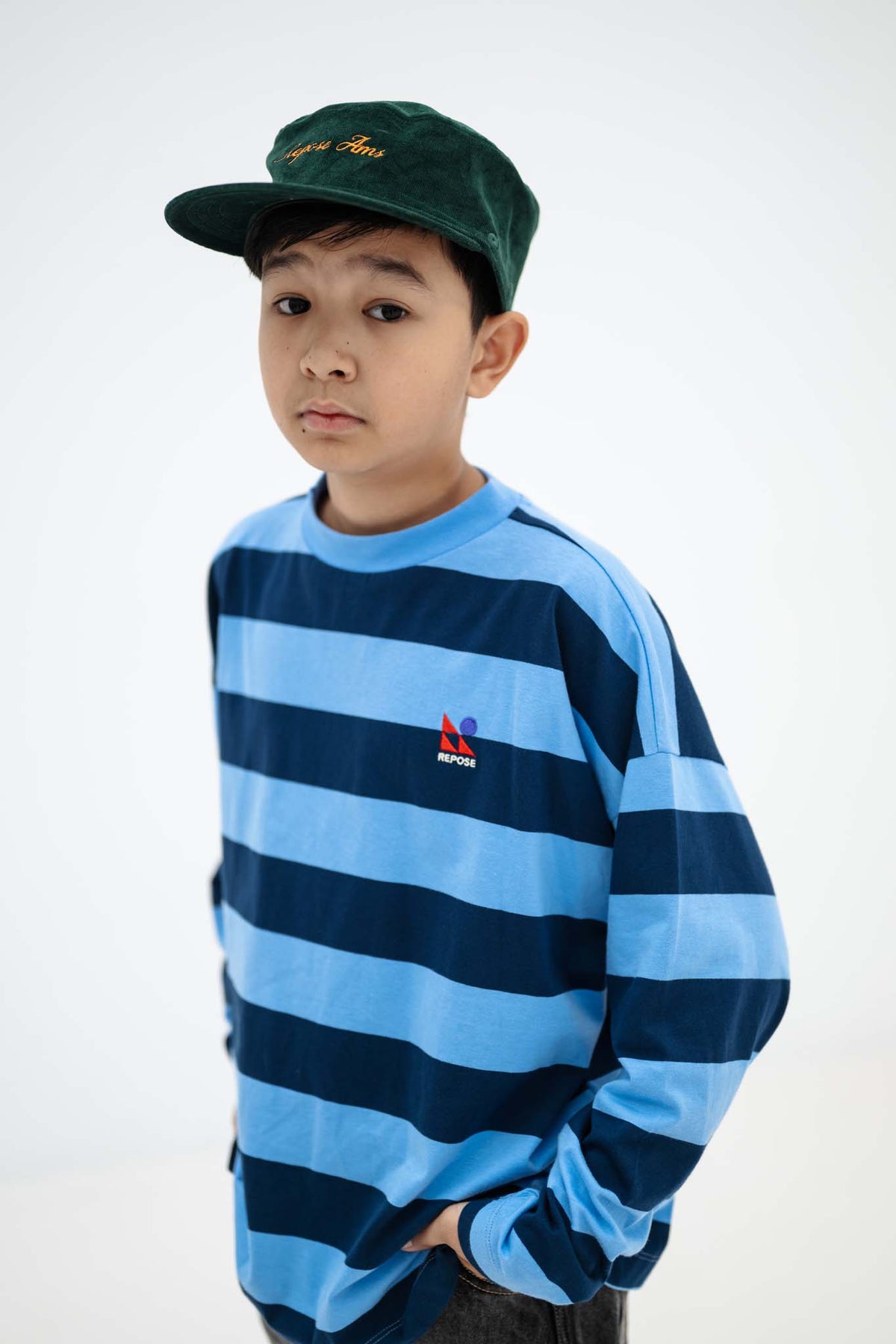wide cut long tee - horizon dark eclipse block stripe