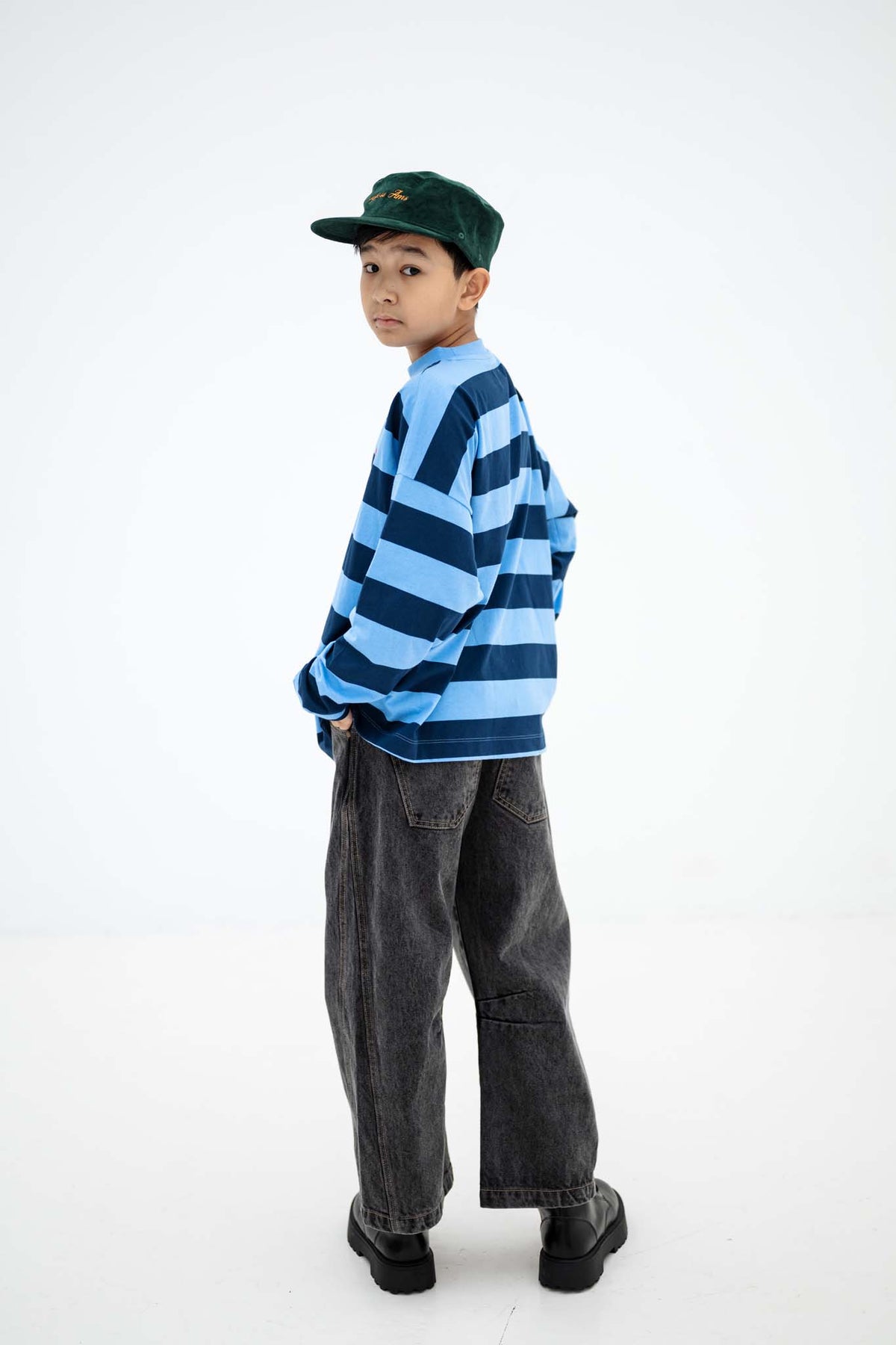 wide cut long tee - horizon dark eclipse block stripe