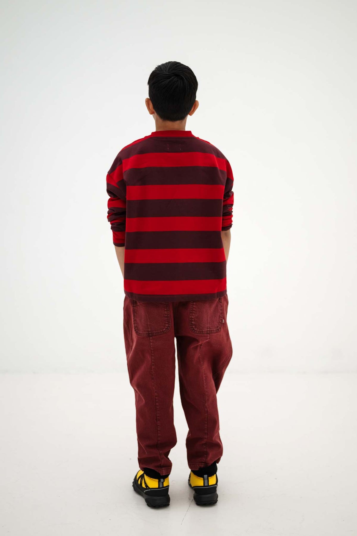 boxy sweater - rusty mulberry block stripe