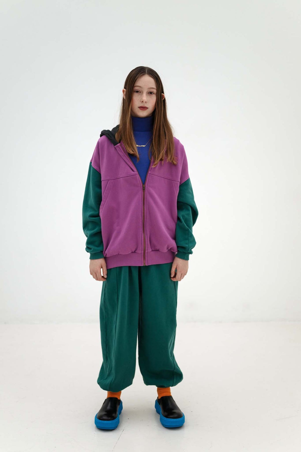zip hoodie - colour block