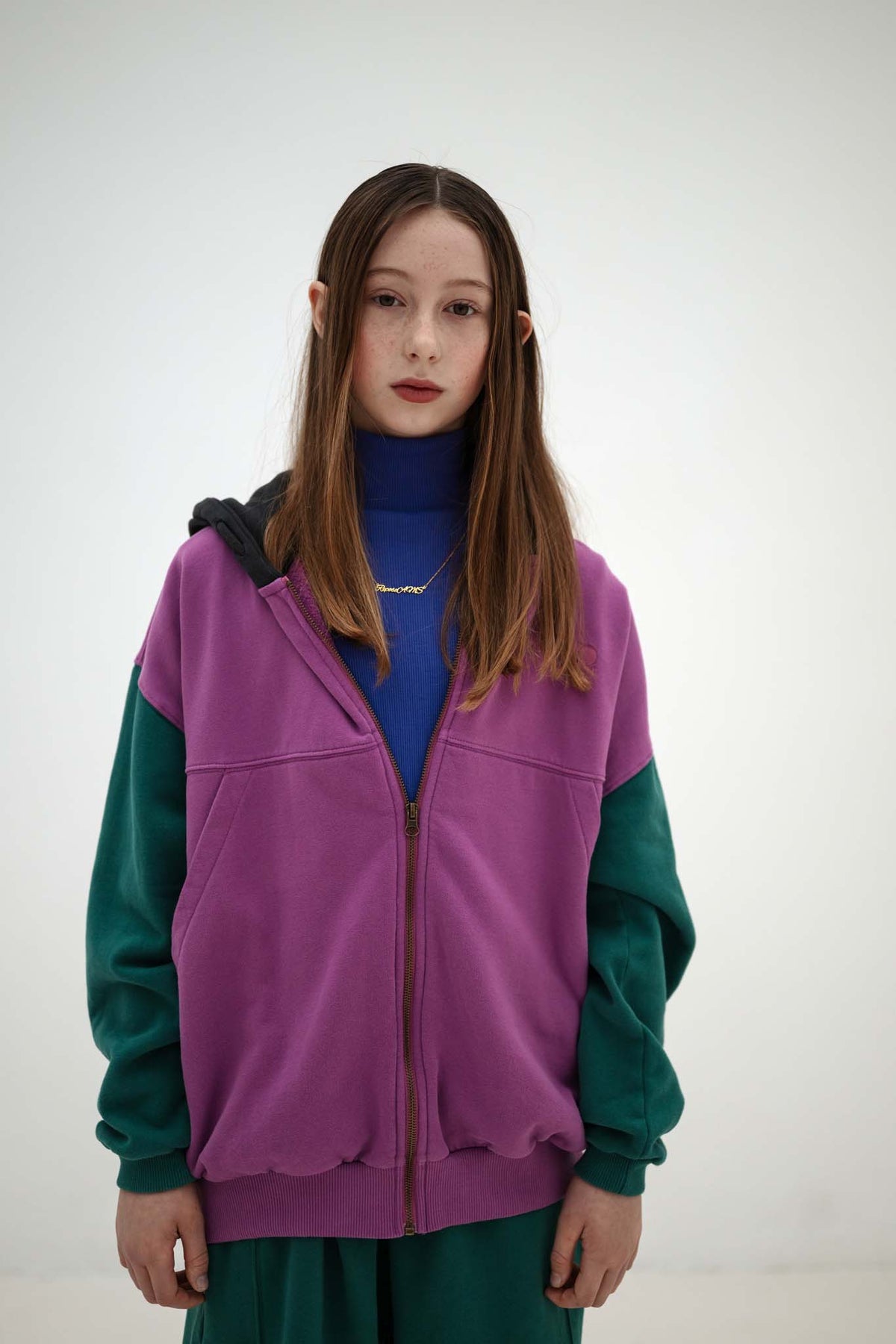 zip hoodie - colour block