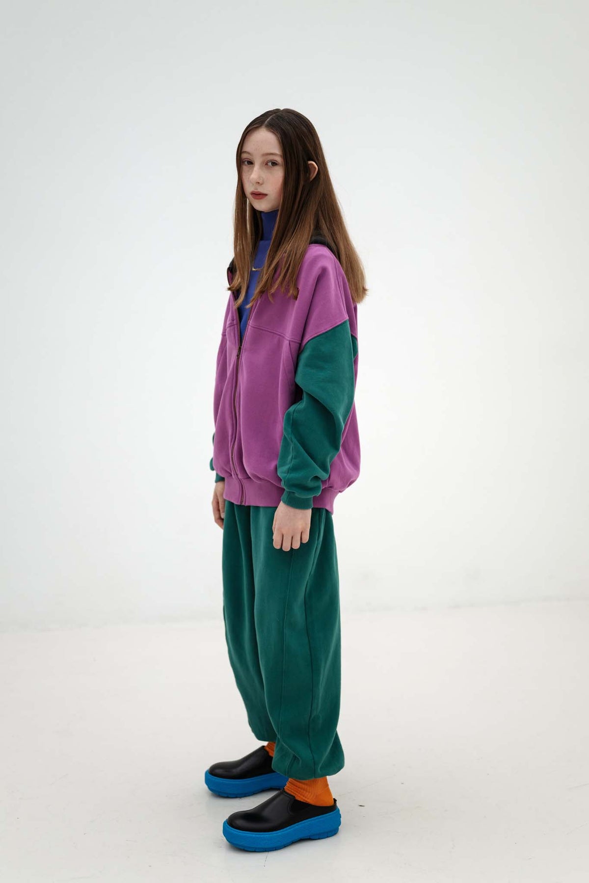 zip hoodie - colour block