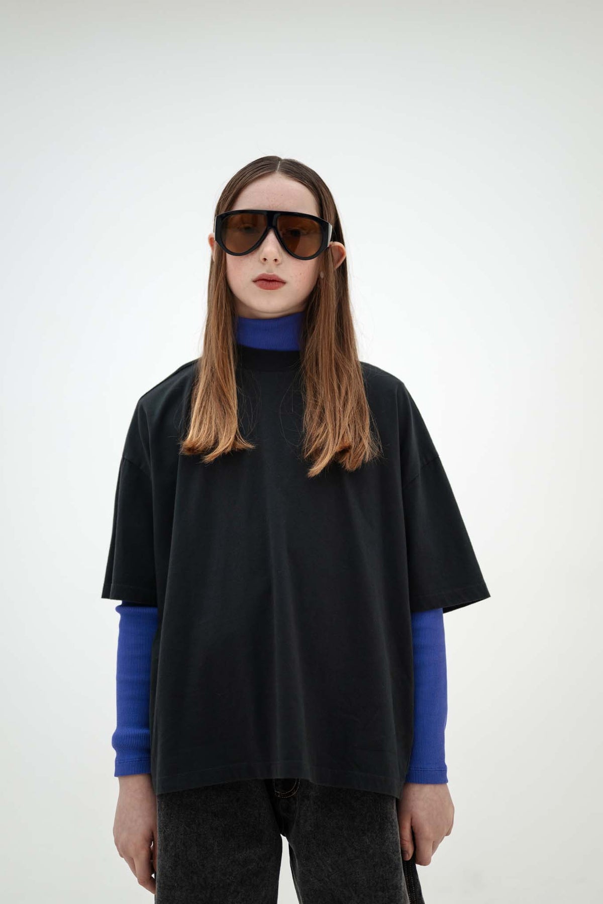 boxy tee - moonless night black