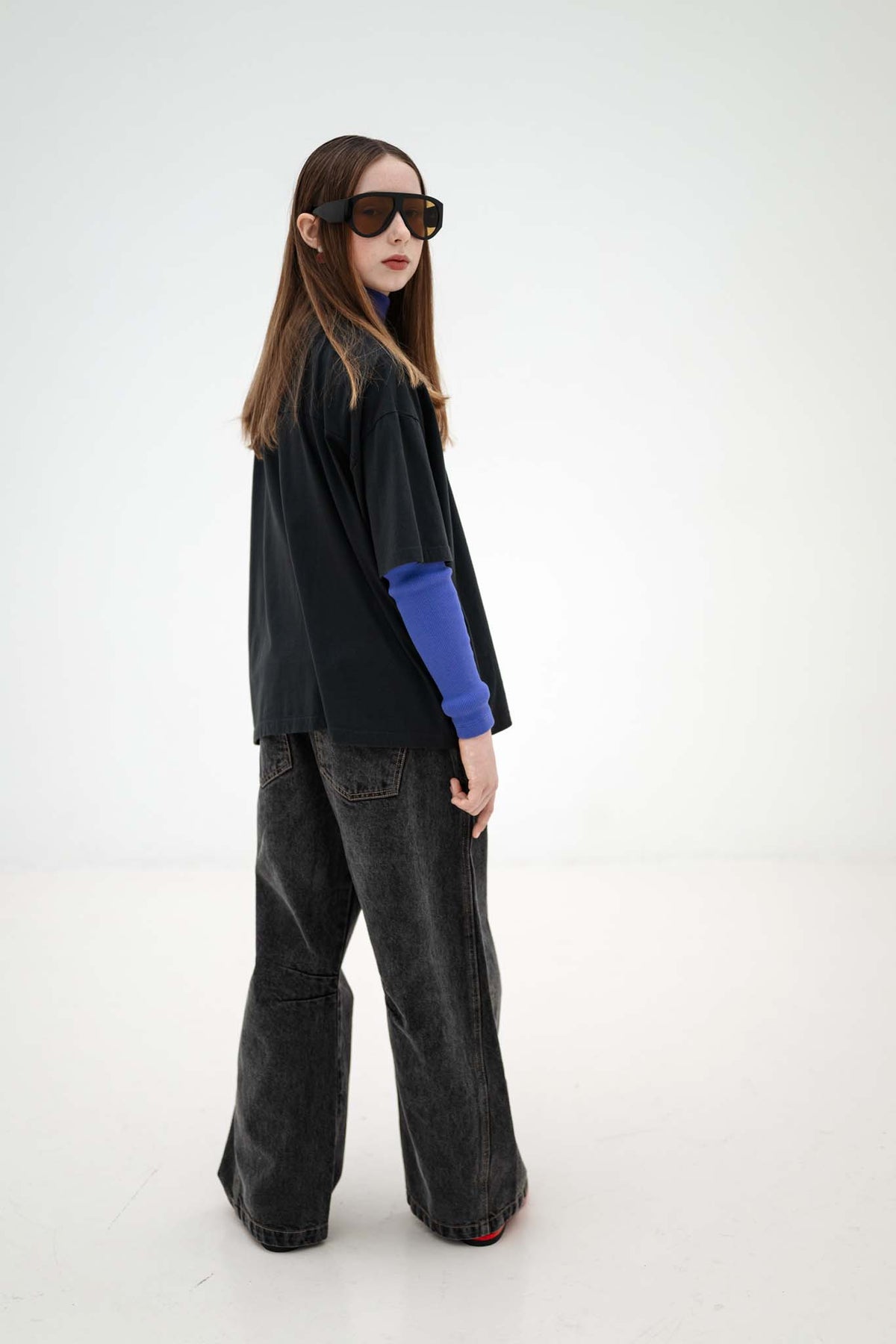boxy tee - moonless night black