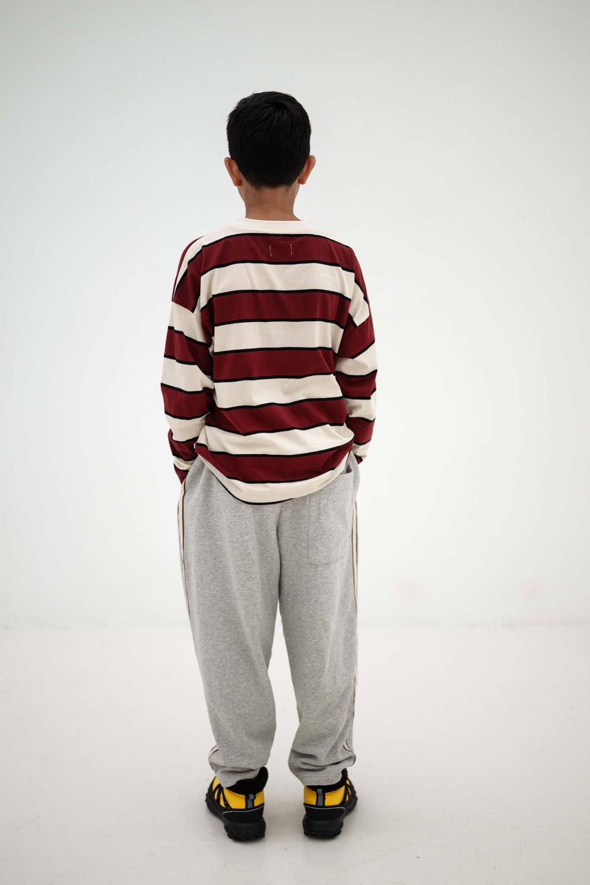 wide cut long tee - mulberry stripe